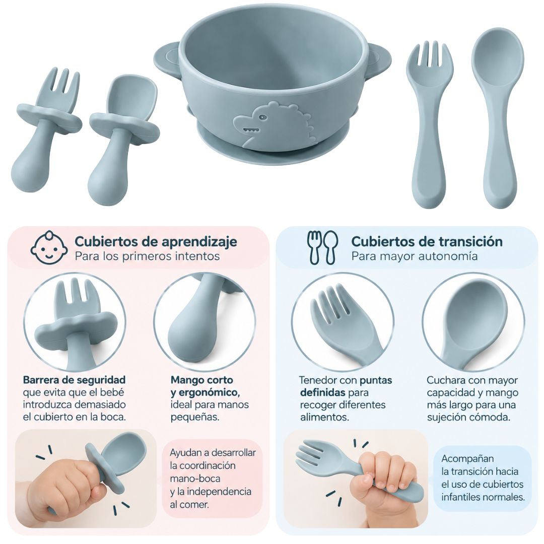 Set de Vajilla En Silicona Diseño Dinosaurio uso