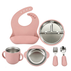 Set de Vajilla Silicona y Acero Inoxidable Circular ROSA