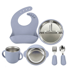 Set de Vajilla Silicona y Acero Inoxidable Circular