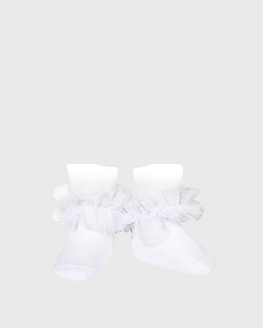 Medias Tobillera Detalle Tull Blanco Condor