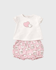 Conjunto Short Bordado Corazón Rosa Mayoral