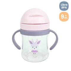 Vaso Pitillo Con Valvula Animales Rosa