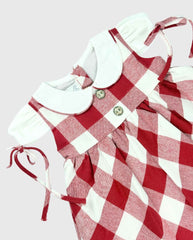 Vestido Cuello Cuadros Rojo Navidad