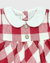 Vestido Cuello Cuadros Rojo Elegante