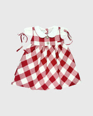 Vestido Cuello Cuadros Rojo