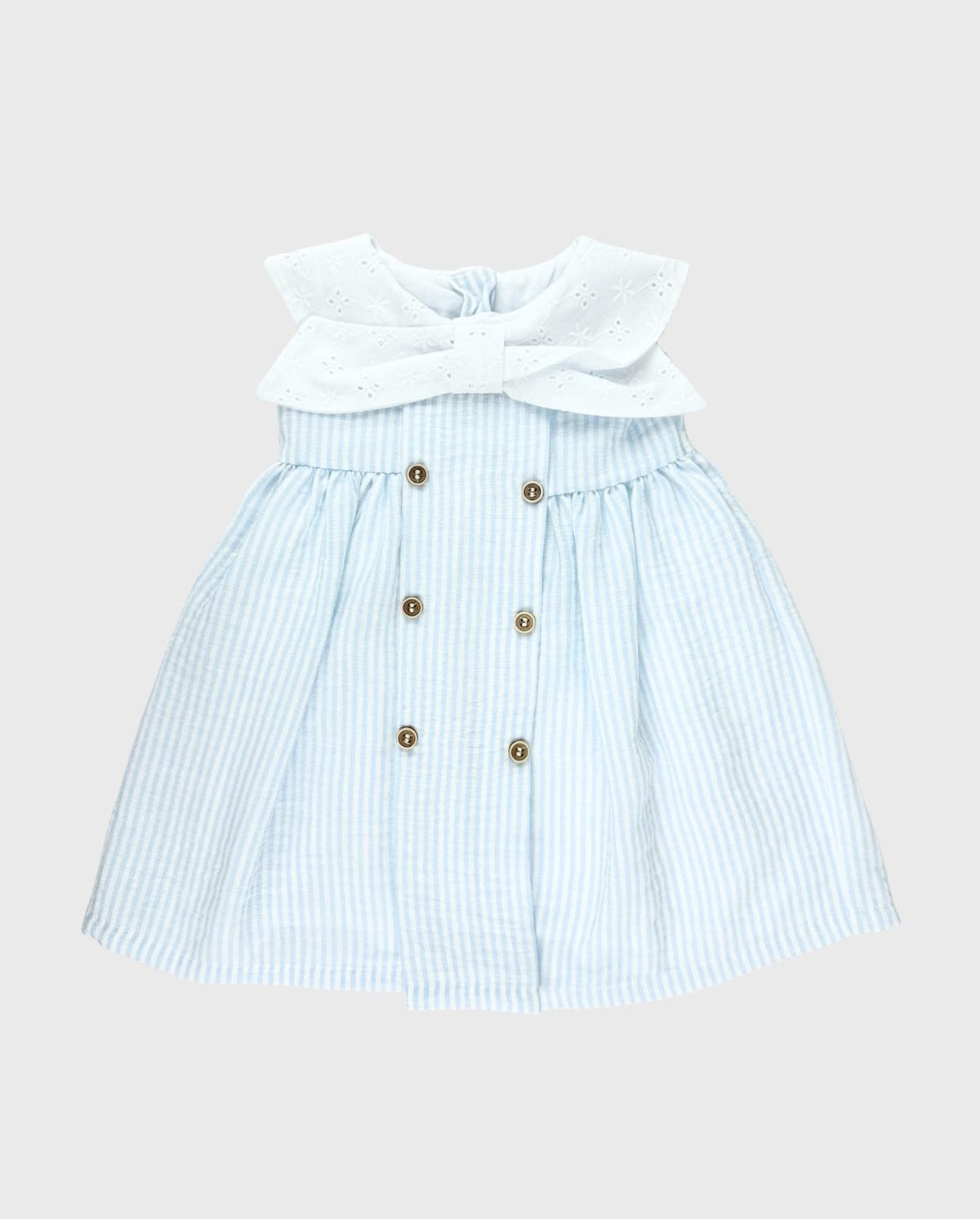Vestido Cuello Moño Raya Azul