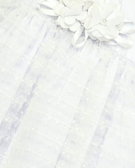 Vestido Detalle Flores Tul Blanco