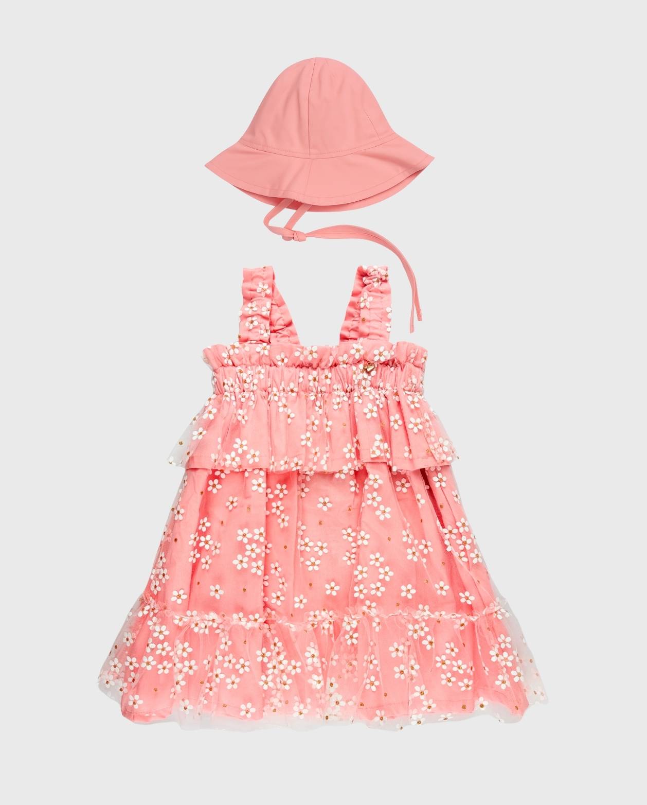 Vestido Margaritas Con Pava Rosa