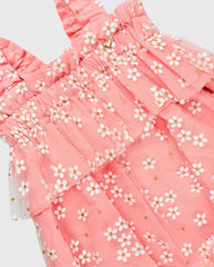 Vestido Margaritas Con Pava Rosa Textura