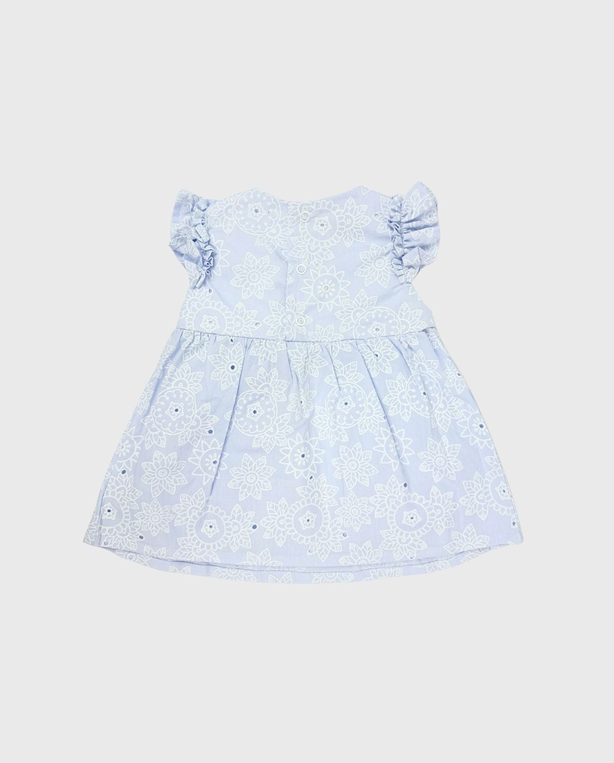 Vestido Ojalillo Con Moño Azul Elegante 