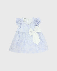 Vestido Ojalillo Con Moño Azul