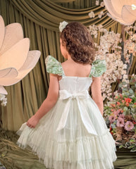 Vestido Brigit Flores Lentejuelas Verde espalda