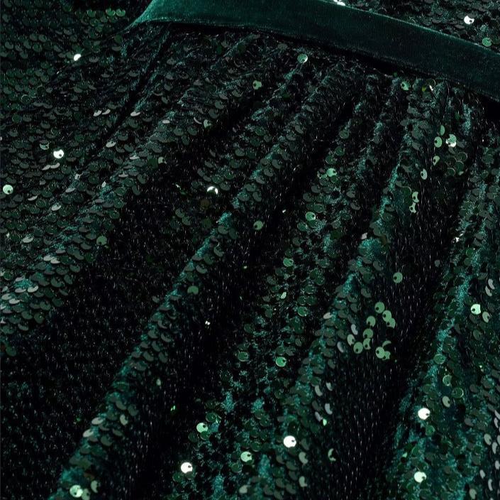 Vestido Cinturon Lentejuelas Verde Abel & Lula brillo