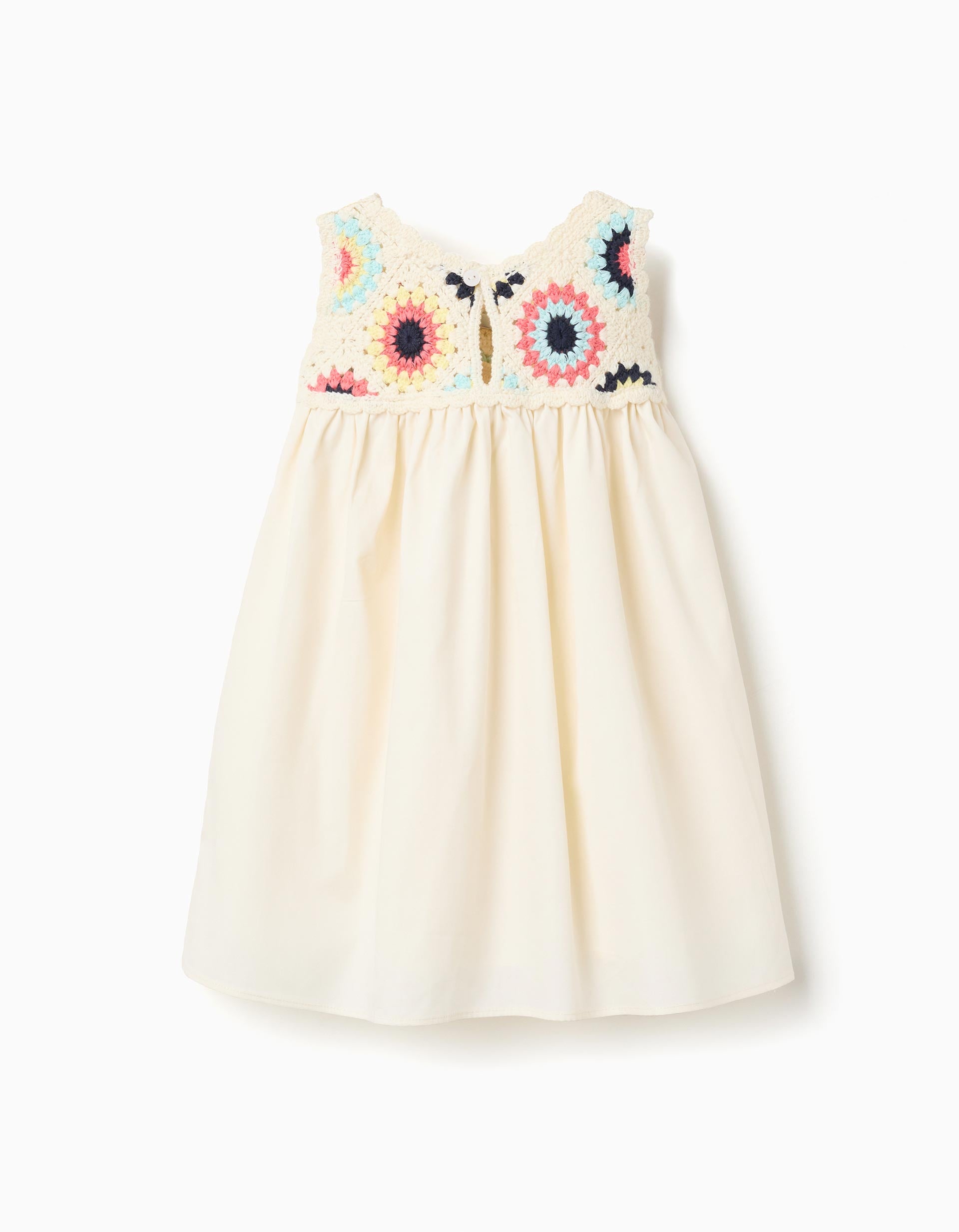 Vestido Combinado Crochet Bebe Beige Zippy diseño