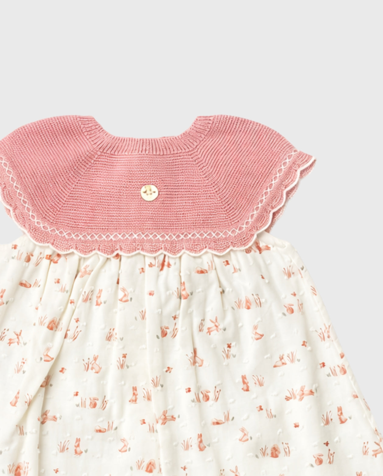 Vestido Combinado Tricot Conejo Rosa Martin Aranda detalle