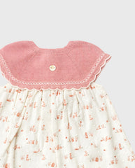 Vestido Combinado Tricot Conejo Rosa Martin Aranda detalle