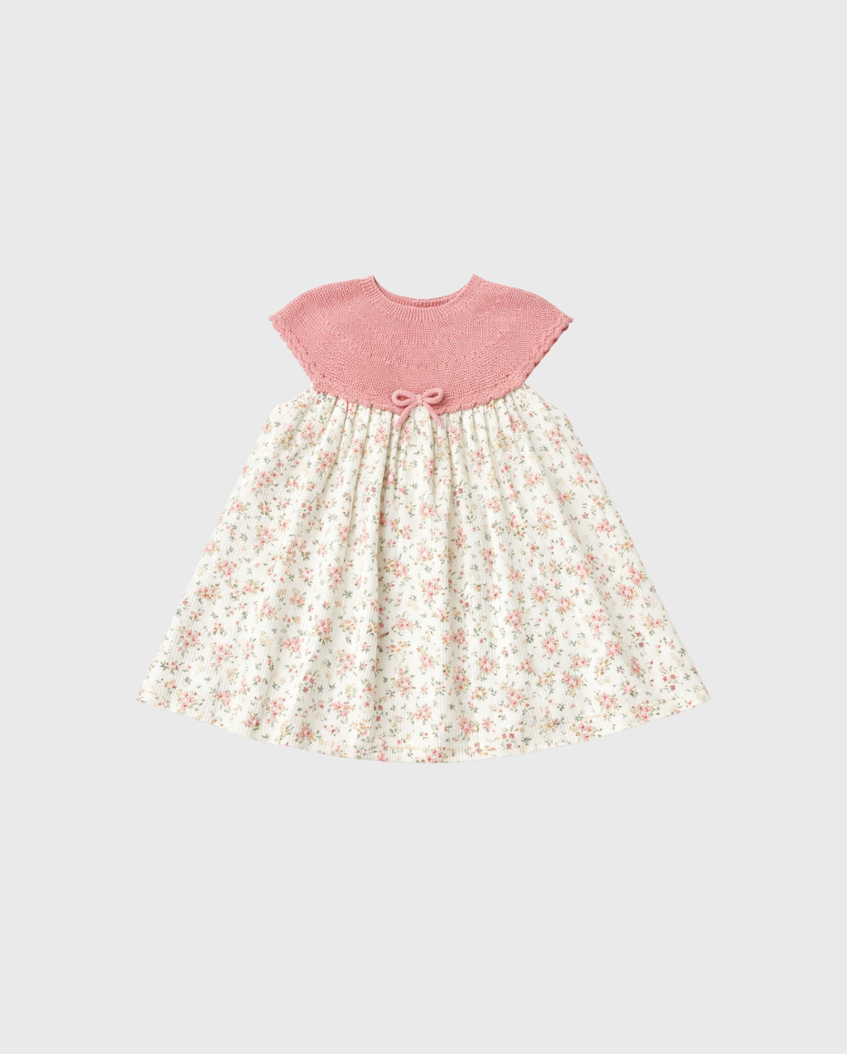 Vestido Combinado Tricot Flores Rosa Martin Aranda