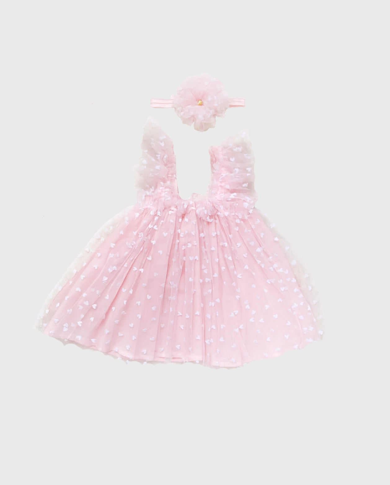 Vestido Con Balaca Tul Corazones