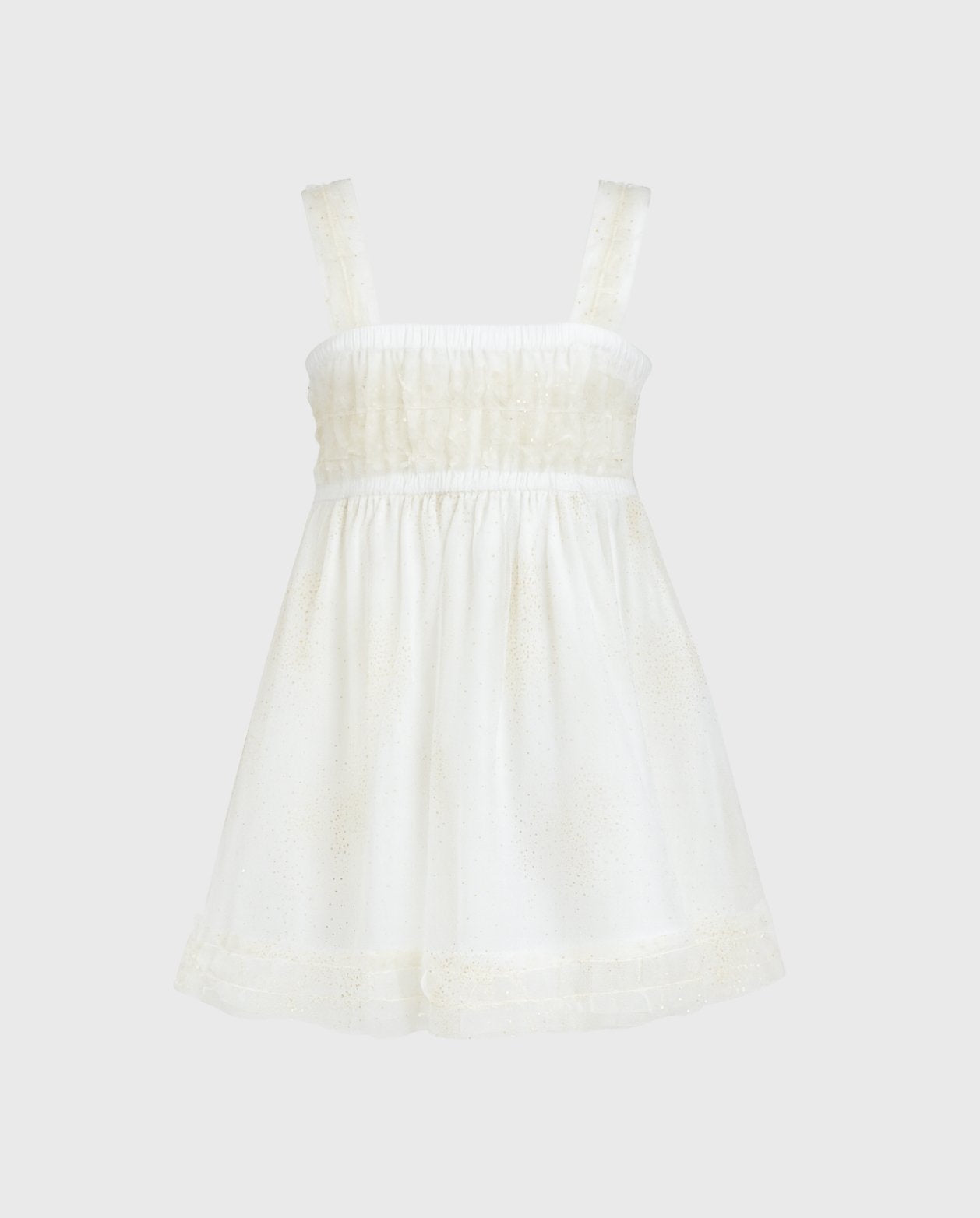 Vestido Con Balaca Tul Puntos Blanco