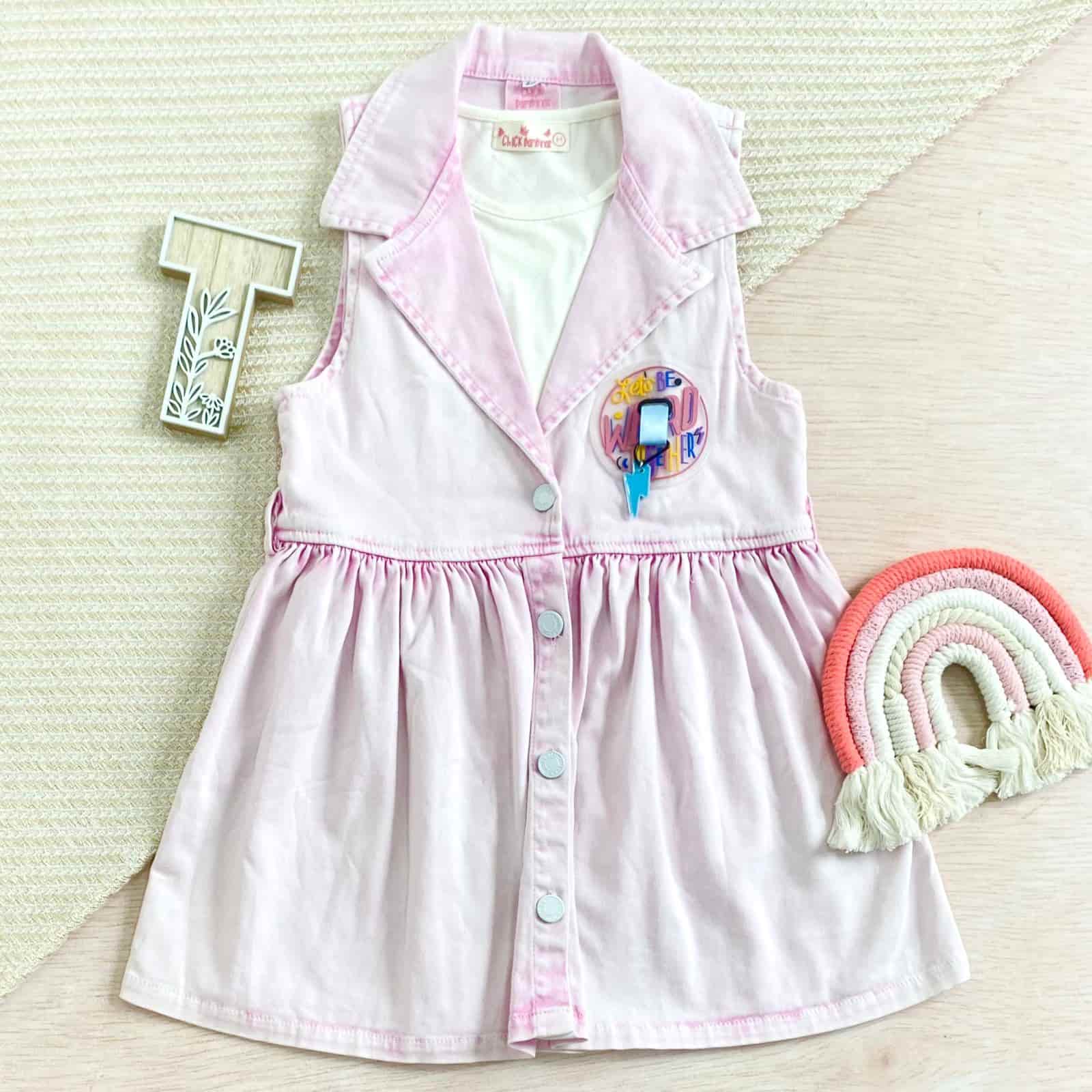 Vestido Detalle Botones rosa
