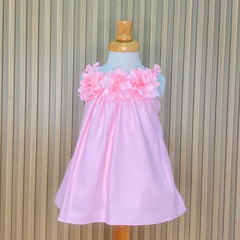 Vestido Detalle Flores rosa 