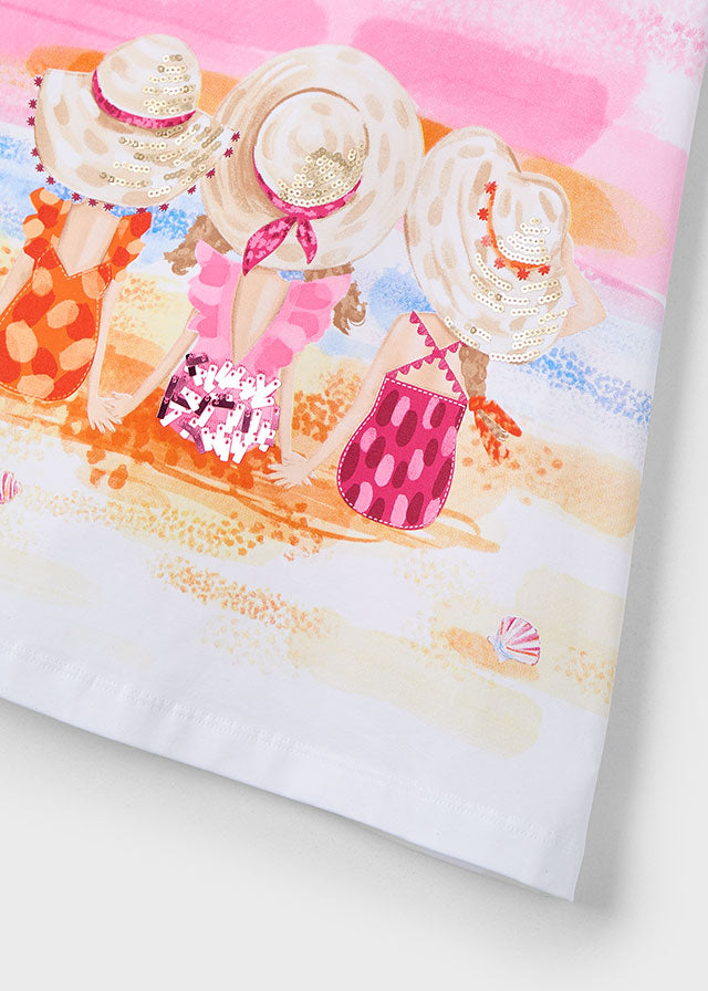 Vestido Estampado Playa Blanco Mayoral detalle