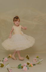 Vestido Libros Bordado  Beige niña