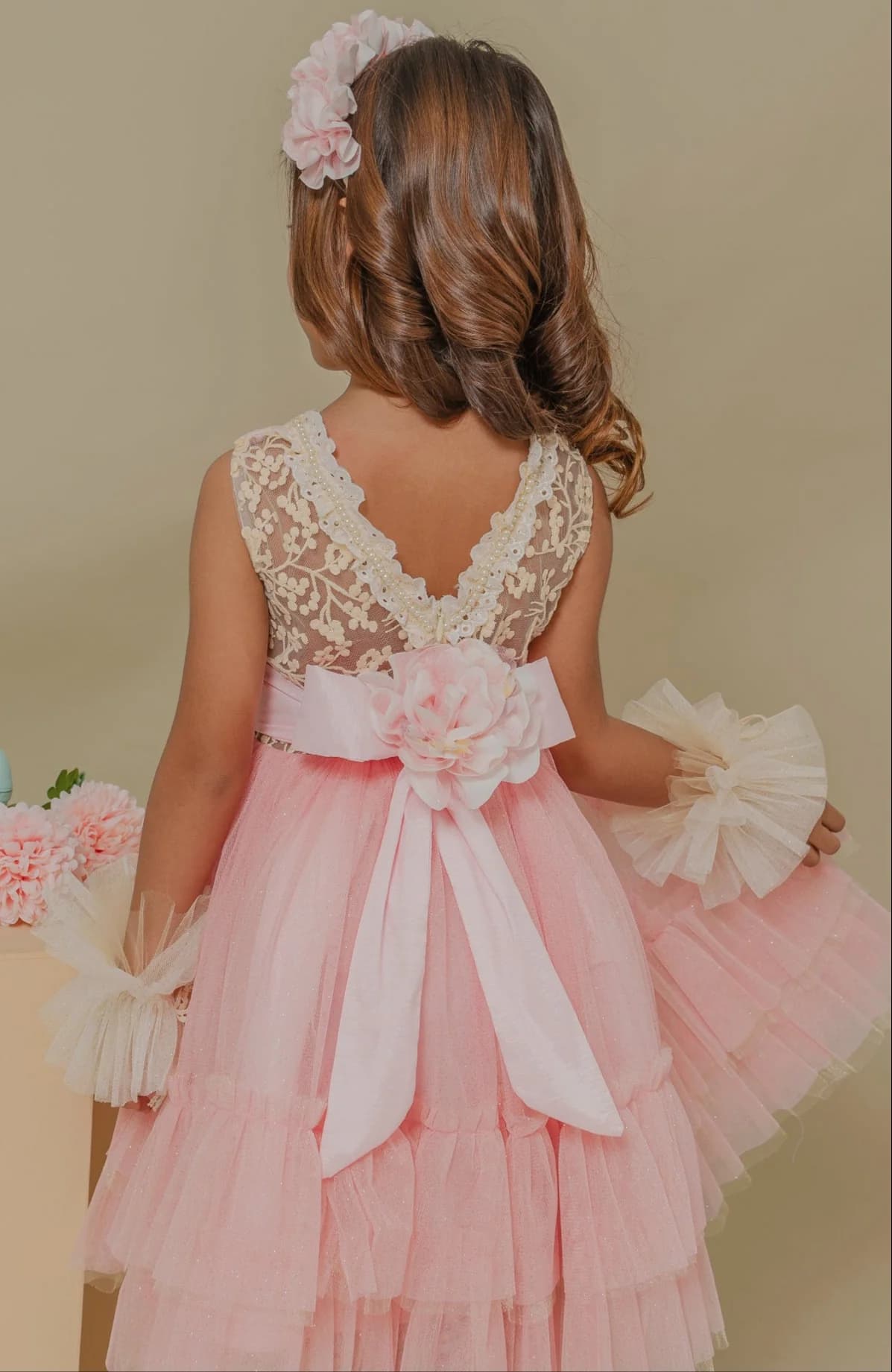 Vestido de fiesta rosa para niña
