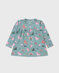 Vestido Manga Larga Estampado Unicornio