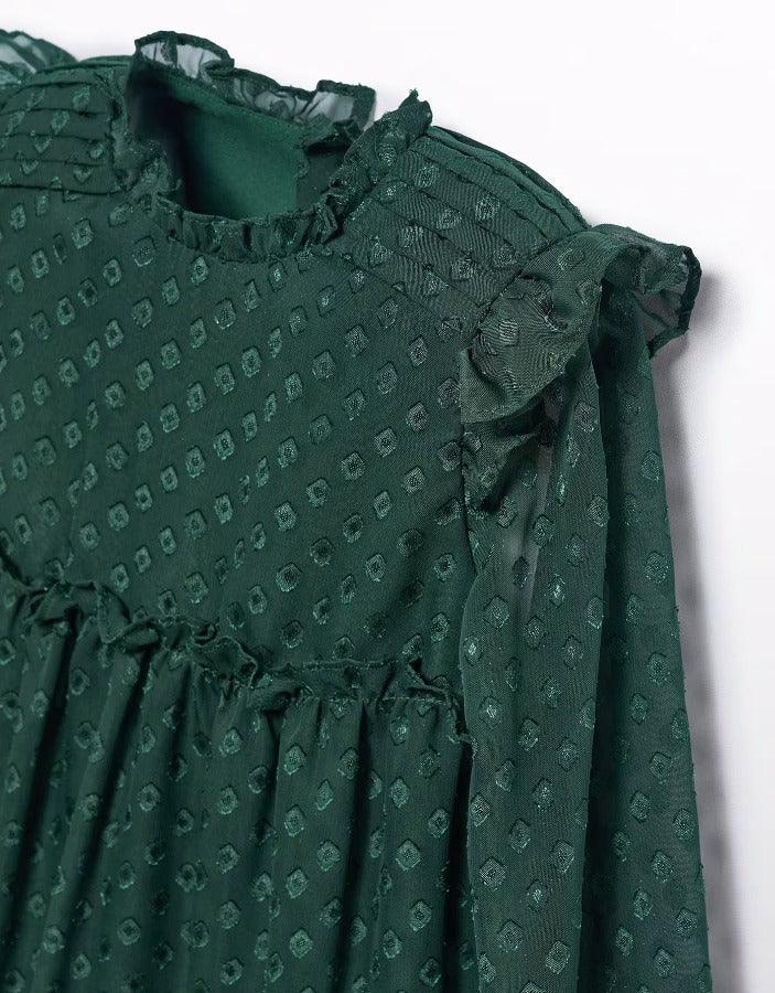 Vestido Manga Larga Resorte Verde Abel & Lula detalles