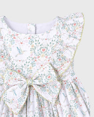 Vestido Moño Estampado Colibrí Floral Deolinda detalle