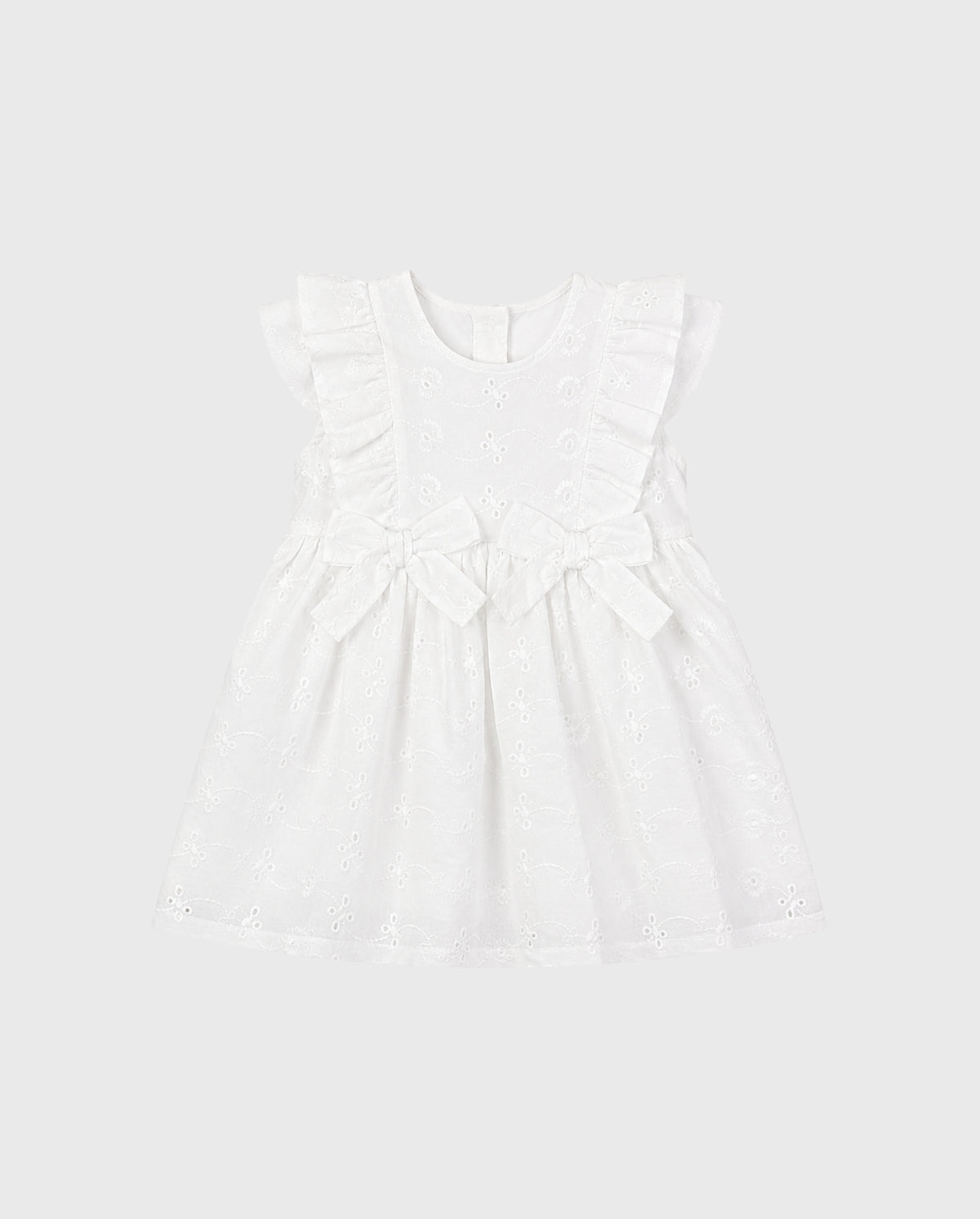 Vestido Moños Hoja Rota Blanco
