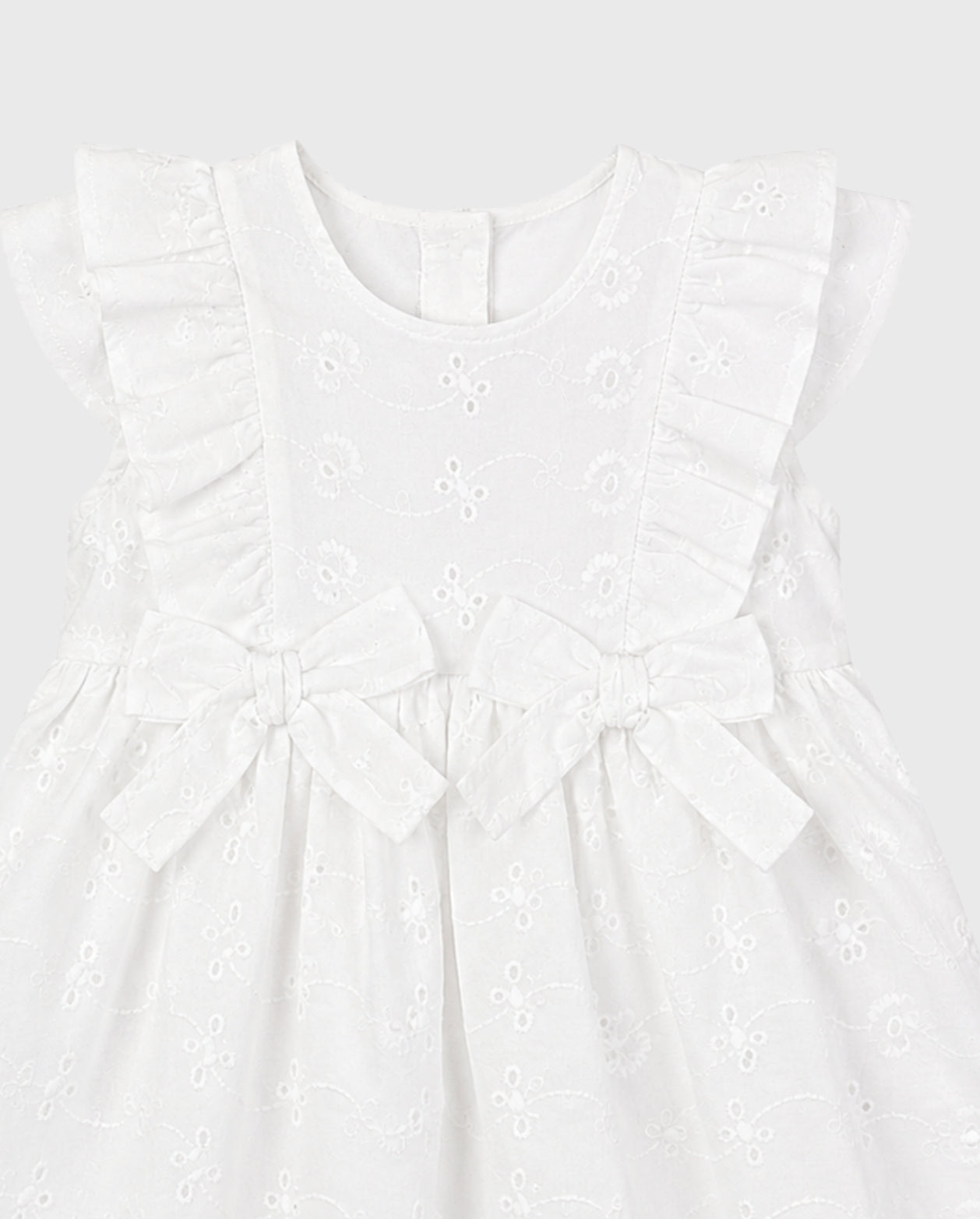 Vestido Moños Hoja Rota Blanco detalle