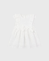 Vestido Moños Hoja Rota Blanco