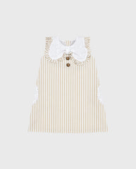 Vestido Rayas Moño Ojalillo Beige