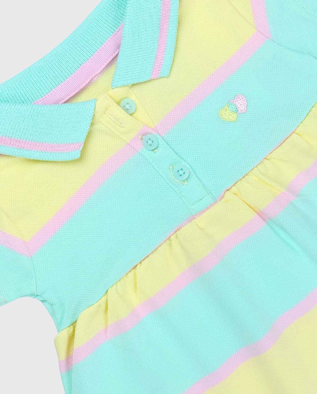 Vestido Tipo Polo Rayas Menta Bebe Detalles