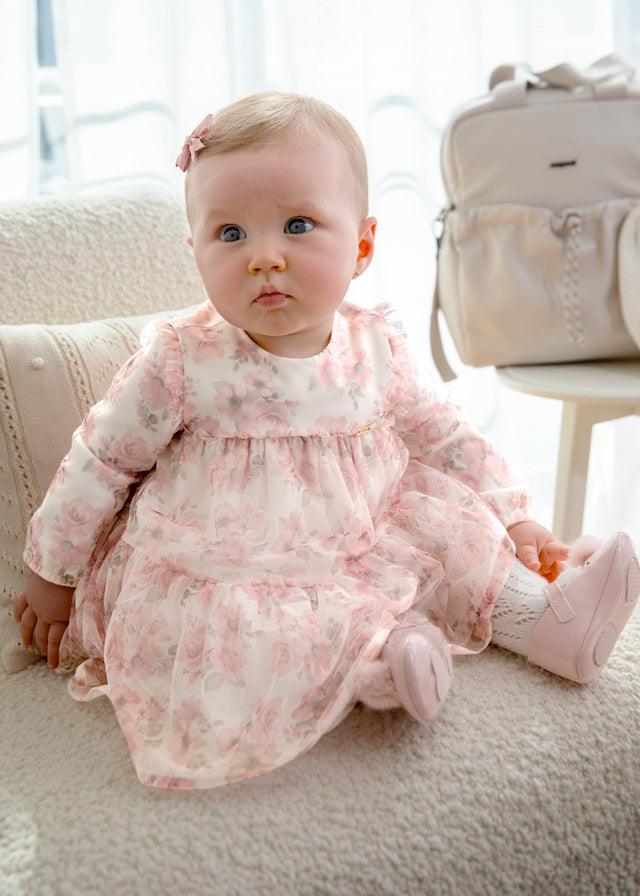 Vestido Tul Estampado Flores Rosa  Mayoral bebe