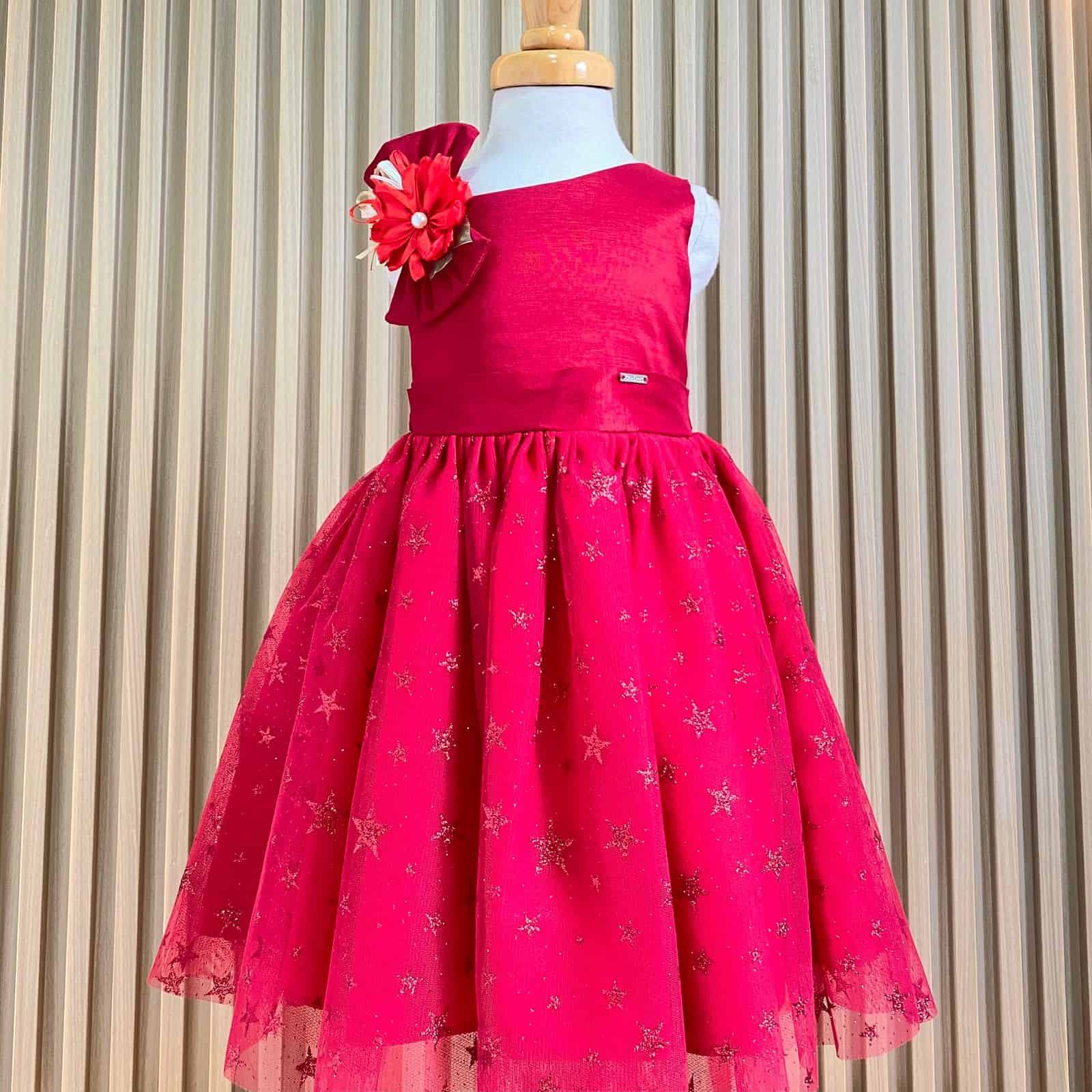 Vestido Tul Estrellas Rojo