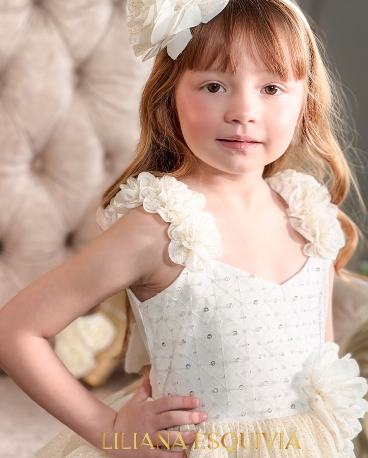 Vestido Valiente Lentejuelas Beige.