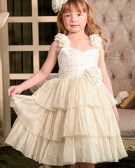 Vestido Valiente Lentejuelas Beige estilo