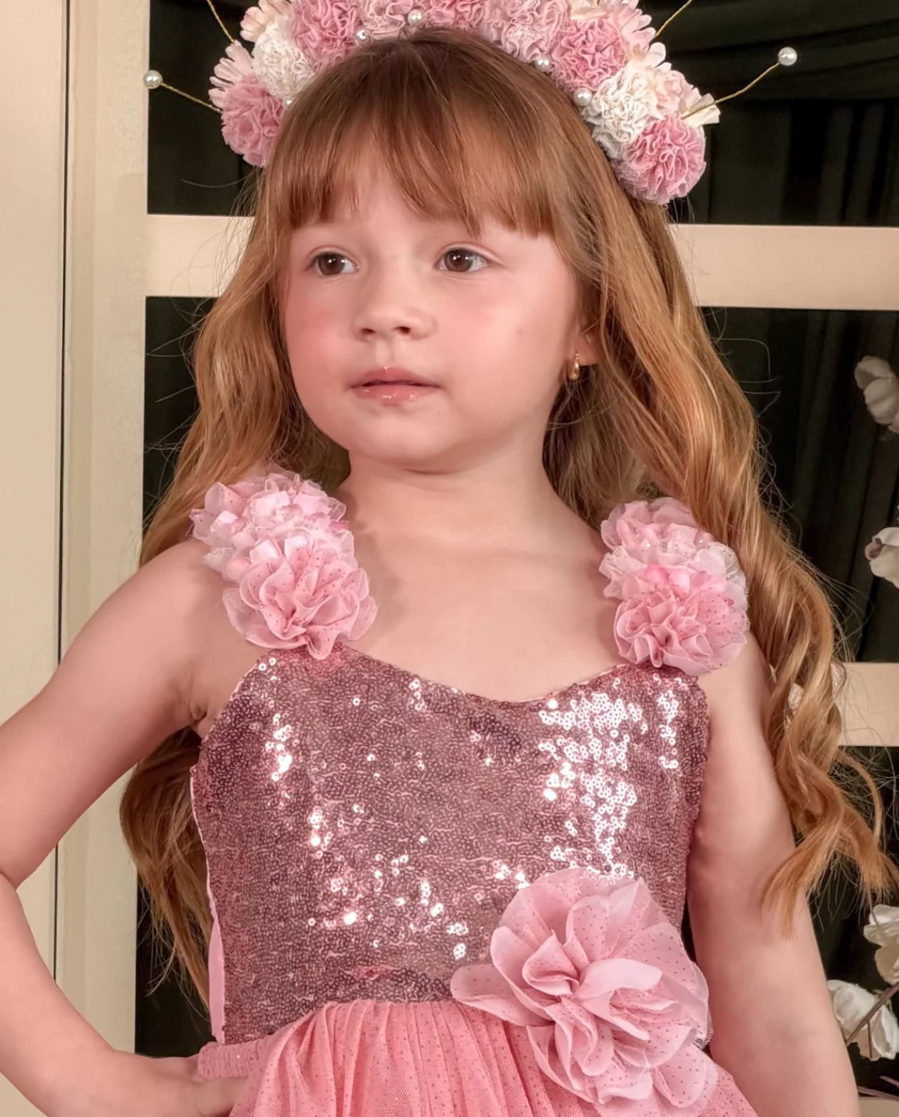 Vestido Valiente Lentejuelas Rosa