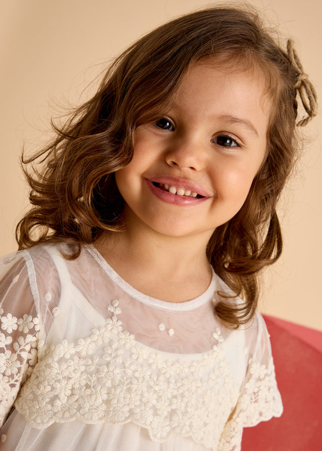 Vestido Velo Bordado Hueso Mayoral niña