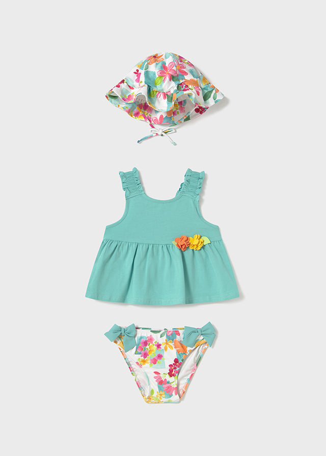 Vestido de Baño Flores Azul Mayoral