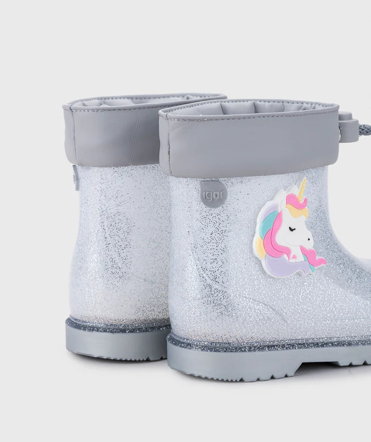 Botas Bimbi Unicornio Glitter Plata Igor estilo