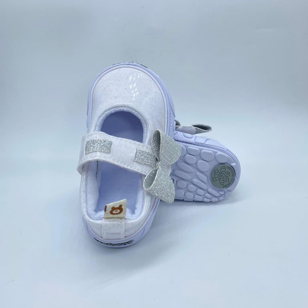 Tenis Brillo Moño Plateado Melosos Suela