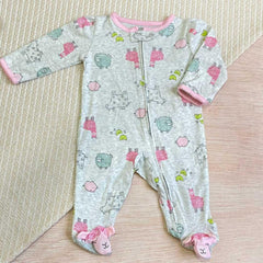 Pijama Bebé Niña Animales Gris Rosa