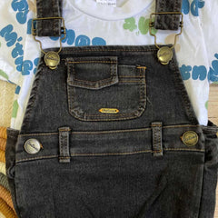 Conjunto 2 Piezas Body Denim Bebé Niño Negro