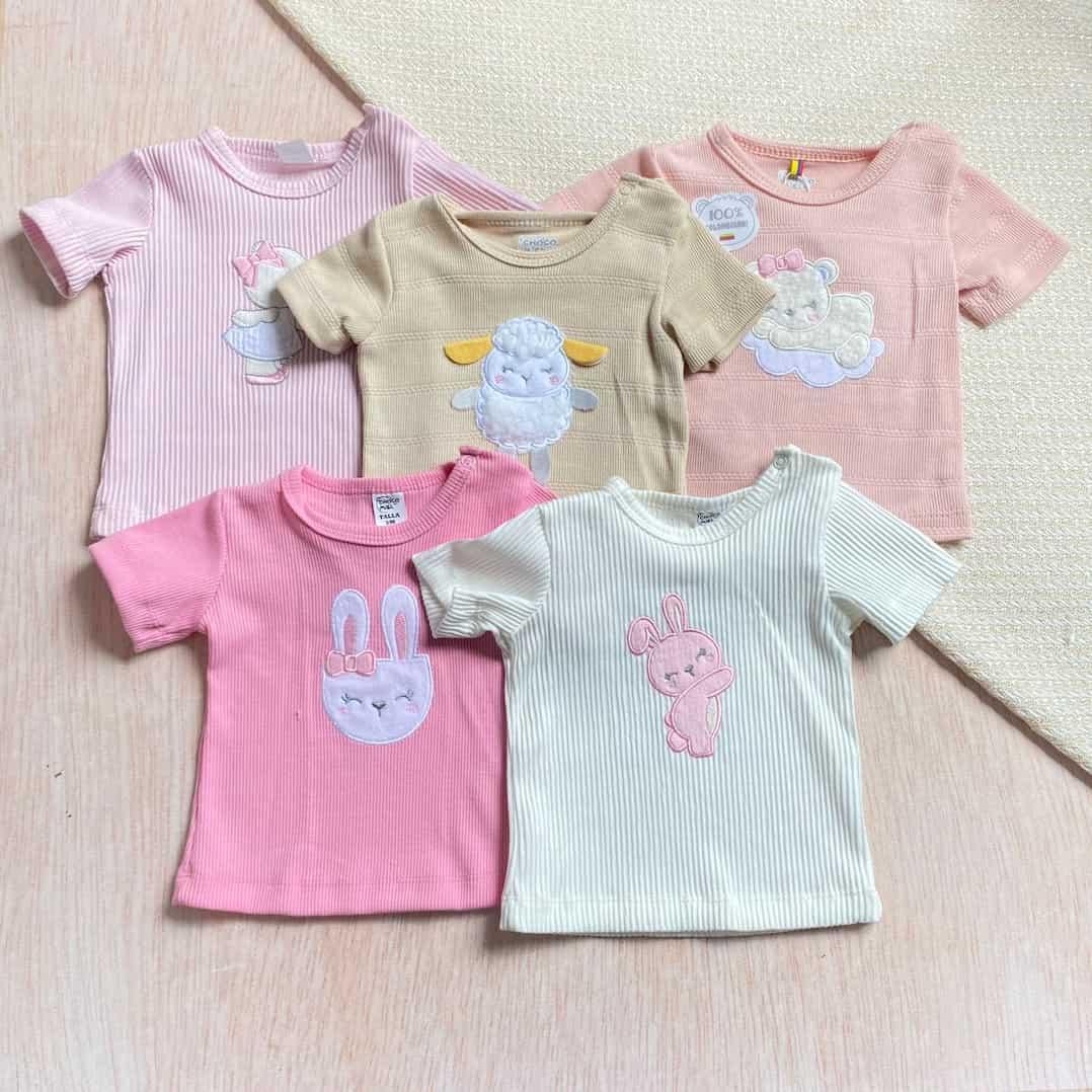 Set 5 Blusas Bebé Niña Bordado Animales