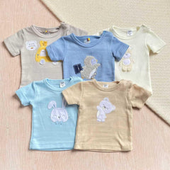 Set 5 Camisetas Bebé Niño Bordado Animales