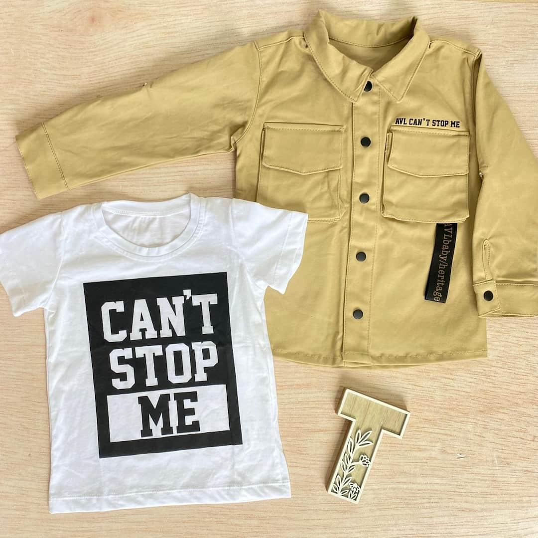 Conjunto 3 Piezas Chaqueta Drill Beige Camiseta